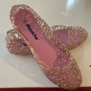 Rainbow Glitter Jelly Flats